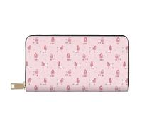 Leather Thin Slim Wallets for Women Men - Cute Poodle Dog Queen Pink_A Clutch Card Wallet for Women Men with Zipper