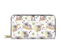 Leather Thin Slim Wallets for Women Men - Paws Flowers Leaf Koala Clutch Wallet for Women Men with Zipper