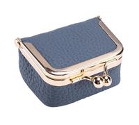 Leather Ticket Office - 2.56x1.38x1.77i Little Willet, Compact Change Carrier, Small Cosmetic Organizer with Kiss Lock Closure | Coin Coins for Cash Credit Cards, azul, Consulte la descripción, See