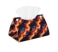 Leather Tissue Box Cover - Modern Cool Blue and Red Flames Print PVC Tissue Box Holder for Bedside Tables, Dining Desks, Tables, Long Holder Cover for Bedroom, Office, Living Room Decor