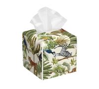 Leather Tissue Box Cover Square - Jungle Animals Waterproof Tissue Box Holder Paper Case Organizer Dispenser for Modern Home Office Room Home Bathroom Decor