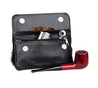 Leather Tobacco Bag - Cigarette Tobacco Pouch Case Hand Rolling Wallet Holder - Pipe Tobacco Pouch Case - for 2 Pipes Tamper Filter Tool Cleaner Preserve Freshness,B