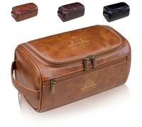 Leather Toiletry Bag for Men with Name - Custom Travel Organizer Dopp Kit, Gift for Groom, Dad, Husband, Boyfriend on Birthday, Father's Day or Christmas