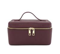 Leather Toiletry Bag Ladies Split Leather Travel Toiletry Case Bag Portable Hanging Makeup Organizer Box Dopp Kit Cosmetic for Women(Color 4)