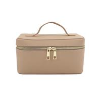Leather Toiletry Bag Ladies Split Leather Travel Toiletry Case Bag Portable Hanging Makeup Organizer Box Cosmetic for Women(Color 3)