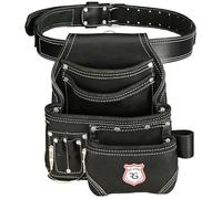 Leather Tool Belt 8 Pockets Leather Tool Pouch | Carpenters Tool Belts For Men Construction Tools Apron Tool Bag Organizer Utility Pouches (Black, Standard)