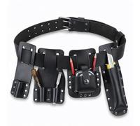 Leather Tool Belt Pouch 5-in-1,5-in-1 Leather Waist Pouch,with 4 Movable Holders,Waist Bag for Spanners,Level and Hammer,Wear-Resistant Scaffold Utility Organizer,5-Piece Workwear Set