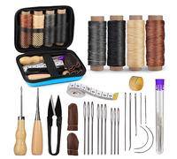 Leather Tooling Kit, Leather Working Tools and Supplies, Leather Working Kit with Large-Eye Stitching Needles, Waxed Thread, Leather Sewing Tools for DIY Leather Craft