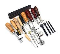 Leather Tools, Leather Crafting Kit Leather Working Tools with 19Pcs Metal for Leather Working
