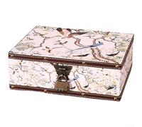 Leather-Topped Wooden Storage Box with Retro Chinese Aesthetic and Integrated Alloy Clasp for Document Protection (C 27 * 22 * 9.5)