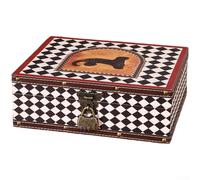 Leather-Topped Wooden Storage Box with Retro Chinese Aesthetic and Integrated Alloy Clasp for Document Protection (B 27 * 22 * 9.5)