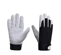 Leather Tough Cowhide Work Gardening Gloves for Women Thorn Proof,Working for Weeding, Digging, Planting(Bianco,M)