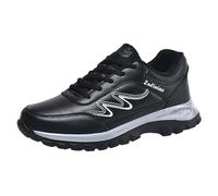 Leather Trainer Men Lace Up Non Slip Low Top Walking Shoes with Arch Suppor | Soft Sole Non Slip Running Shoes Comfortable Durability Hiking Shoes For Daily Sport Outdoor Jogging Badminton Training