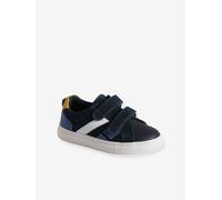 Leather Trainers with Hook-and-Loop Fasteners for Boys, Designed for Autonomy navy blue