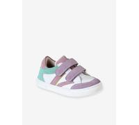 Leather trainers with hook and loop tape for babies set purple