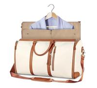 Leather Travel Bag 1pc Foldable Women's Travel Convenient Carry-on Clothing Bag Large PU Leather Duffel Bag Women's Business Travel Bag(Beige)