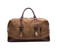 Leather Travel Bag Canvas Travel Bag Men PU Leather Outdoor Luggage Travel Fitness Photography Bag Large Capacity Handbag Shoulder Backpack Male(Brown)