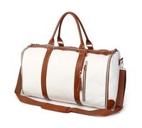 Leather Travel Bag Convenient Travel Carry on Clothing Bag Large PU Leather Luggage Bag Fashion Travel Bag(Clear)