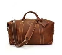 Leather Travel Bag Fashion Leather Travel Bag for Men Male Duffle Bag Large Capacity Weekender Bag 50cm Luggage Bag Business Carry On Handbag(Light Brown02)