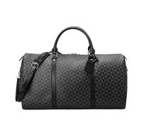 Leather Travel Bag Fashion Waterproof Pu Fitness Handbag for Men Leather Shoulder Bag Business Large Travel Duffle Luggage Bag for Male(Middle-Black)