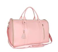Leather Travel Bag Foldable Suit Travel Bag Luggage Waterproof Women's Travel Convenient Carry-On Clothing Bag Large PU Leather Gym Bag(Pink)