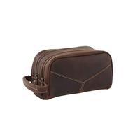 Leather Travel Bag for Toiletries, Toiletry Bag for Men, Dopp Kit Water Resistant Shaving Bag for Bathroom Shower(A)