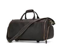 Leather Travel Bag Genuine Leather Luggage Bag for Suits Trolley Bag for Travelling Handbag Men Male Business Weekend Bag with Wheels Travel Bag
