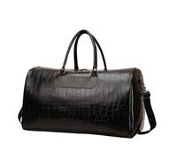 Leather Travel Bag Leather Business Men Travel Bags Large Capacity Hand Duffle Bags Fashion Boarding Travelling Bag Luggage Big Sports Bag(Black)