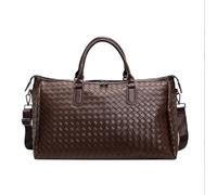 Leather Travel Bag Men Women's Fashion Weaving Pu Leather Travel Duffle Totes Large Capacity Shoulder Bags Business Casual Handbag(Brown)