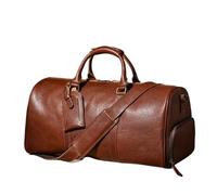 Leather Travel Bag Men's Travel Bag Genuine Leather Luxury Luggage Bag Women's Weekend Duffle Bag Vintage Business Handbag(Brown)