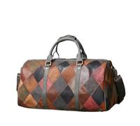 Leather Travel Bag Retro Men's Genuine Leather Quilted Tote Travel Bag Shoulder Crossbody Business Luggage Bag for Holiday Business Travel