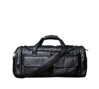 Leather Travel Bag Retro Men's Hand Luggage Bag Leather Travel Top Layer Large Capacity One Shoulder Messenger Casual Laptop Travel(Black)