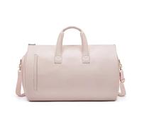 Leather Travel Bag Suit Storage Bag Formal Folding PU Leather Travel Large Capacity Business Travel Men's Hand-held Crossbody Suit Bag for Men(Pink)