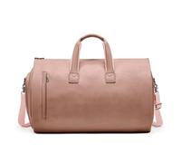 Leather Travel Bag Suit Storage Bag Formal Folding PU Leather Travel Large Capacity Business Travel Men's Hand-held Crossbody Suit Bag(Champagne Pink)