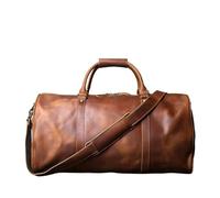 Leather Travel Bag Vintage Leather Cross Style Men's Hand Luggage Large Capacity Single Shoulder Duffel Bag(Retro Brown)