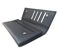 Leather Travel Document Wallet / Organiser / Case (Black), 23x12cm