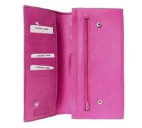 Leather Travel Document Wallet / Organiser / Case (Bright Pink), 23x12cm