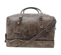 Leather Travel Duffel Bag for Men & Women 22” Weekender Overnight Bag with Shoe Compartment, Carry-On Size, Adjustable Strap, Genuine Leather, Luggage Sleeve, Gym, Cabin, Flight Approved