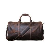 Leather Travel Duffel Bag Retro Male Carry-on Leather Travel Bag Layer Cowhide Large Capacity Single Shoulder Bag for Travelling(Coffee Brown)