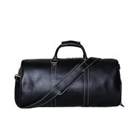 Leather Travel Duffel Bag Retro Male Carry-on Leather Travel Bag Layer Cowhide Large Capacity Single Shoulder Bag for Travelling(Black)