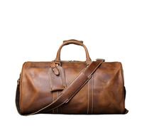 Leather Travel Duffel Bag Retro Male Carry-on Leather Travel Bag Layer Cowhide Large Capacity Single Shoulder Bag for Travelling(Retro Brown)