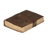 Leather Travel Journal for Men & Women, Deckle Edge Paper & C-Lock Closure (Brown, 7 x 5)