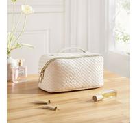 Leather Travel Makeup Bag, Milk White