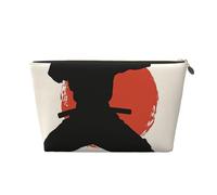 Leather Travel Makeup Bag with Karate Men Print Prints - Gold Zipper Waterproof Cosmetic Bags Toiletry Bag for Daily Use & Travel