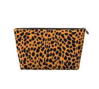 Leather Travel Makeup Bag with Leopard Printed Prints - Silver Zipper Waterproof Cosmetic Bags Toiletry Bag for Daily Use & Travel