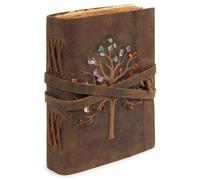 Leather Travel Notebook with Tree of Life - Vegetable Tanned, Cotton Paper - Ideal as Journals for Writing, Travel Notebook or Notepad - 18 x 13 cm