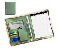 Leather | Travel Tablet Organizer Bag - Efficient Storage Business Folio Organizer with A4 Notepad, Resume Folder, A4 Document Binder, verde, Consulte la descripción