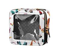 Leather Travel Toiletry Bag Cute Gnome Scandinavian Lucky Charm Flat Transparent Travel Leather Cosmetic Bag for Travel Cosmetics, Multi, 1 Size, Colorful, Multicolor.,One Size, Colorful,