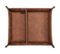 Leather tray Vintage Leather Valet Tray | Dual-compartment snap-corner tray for jewelry, keys, wallet, scratch-proof