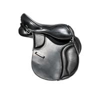 Leather Treeless Pony Saddle Soft Flexible All Purpose Riding Saddle for Maximum Comfort and Horse Freedom Black 14 Inch Seat